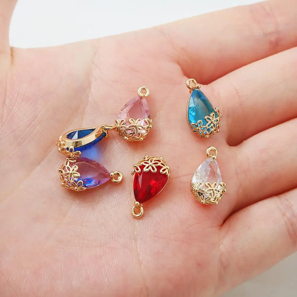 Подвески с кристаллами циркона в виде капли воды фурнитура для изготовления