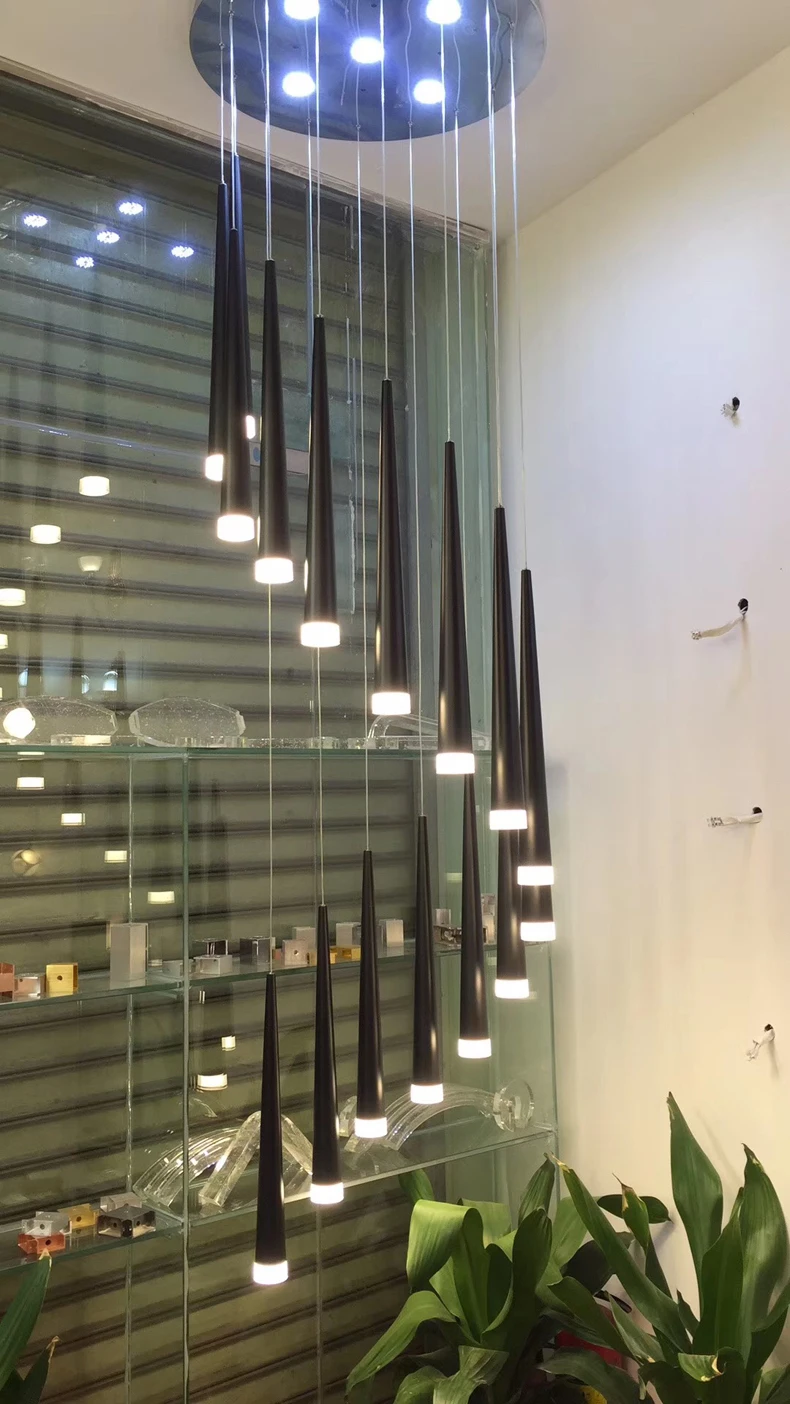 Длинный Античный Черный конусный подвесной светильник церковная спиральная