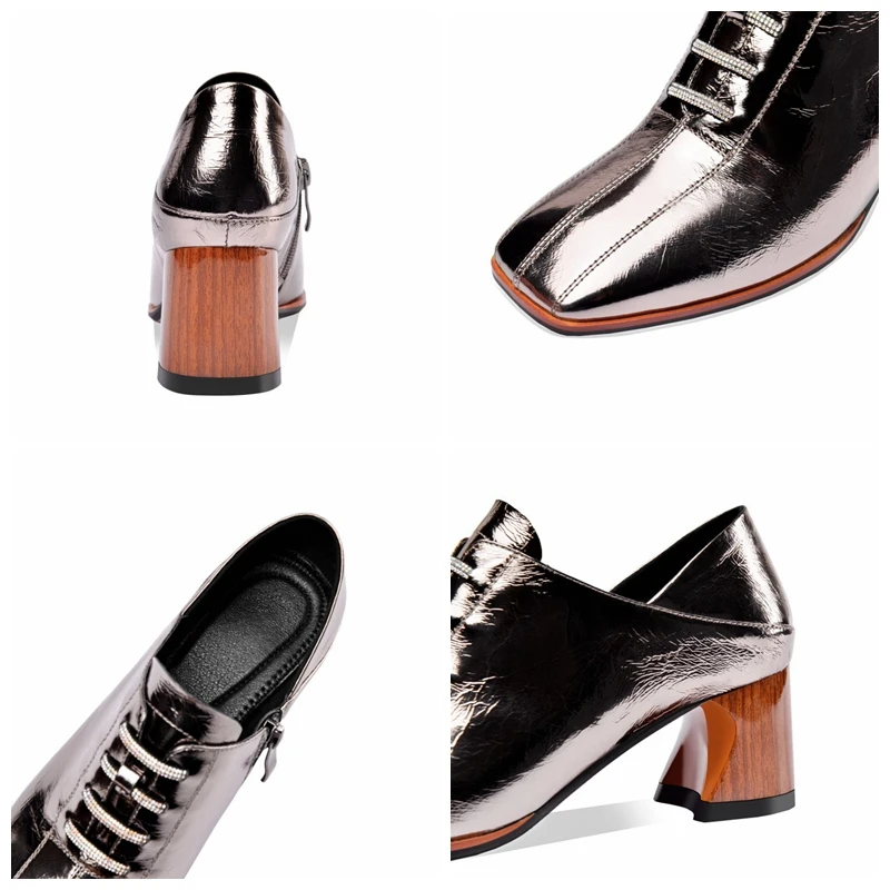 

ORCHA LISA New 2021 Women Pumps Pointed Toe 6cm High Strange Heels Genuine Leather Zip Crystal Luxury Deigner Big Size 40 A3516