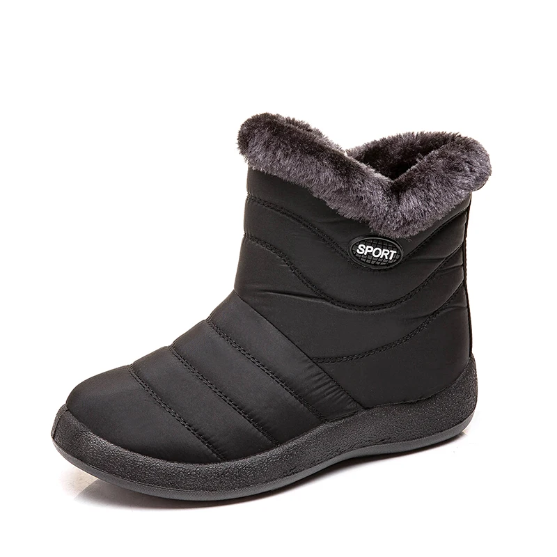 BLACK 3 Большие размеры 35-43, г. Новые зимние женские ботинки зимние ботинки женские повседневные водонепроницаемые хлопковые ботинки с боковой молнией и толстым плюшем - Цвет: BLACK 3