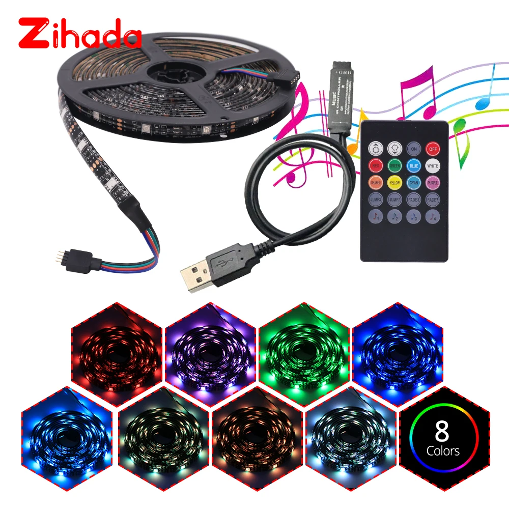 Музыкальная Светодиодная лента с USB 30 светодиодов/м 60 5050 RGB музыкальный