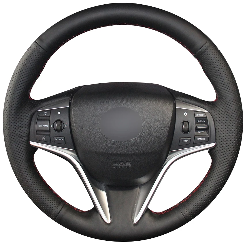 

Black Natural Leather Car Steering Wheel Cover for Honda Spirior 2015