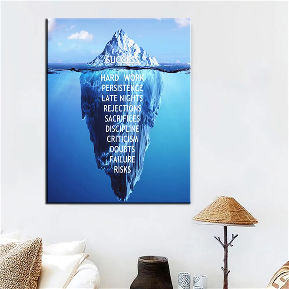 

Iceberg Canvas Poster Landscape Motivational Canvas Wall Art Quote Nordic Print Wall Picture for Living Room Modern