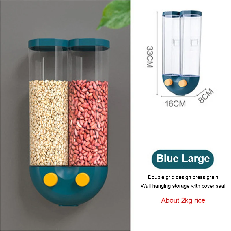 

Wall Mounted Grain Storage Tank Push Type PP Food Storage Box Set Clear Plastic Containers With Lids For Pouring Kitchen Storage