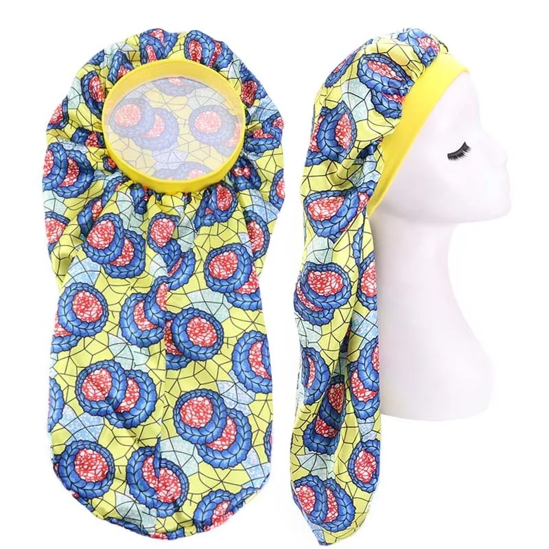 Африканская печать длинная шапка труба ночной сон Кепка атласное шелковое Уход