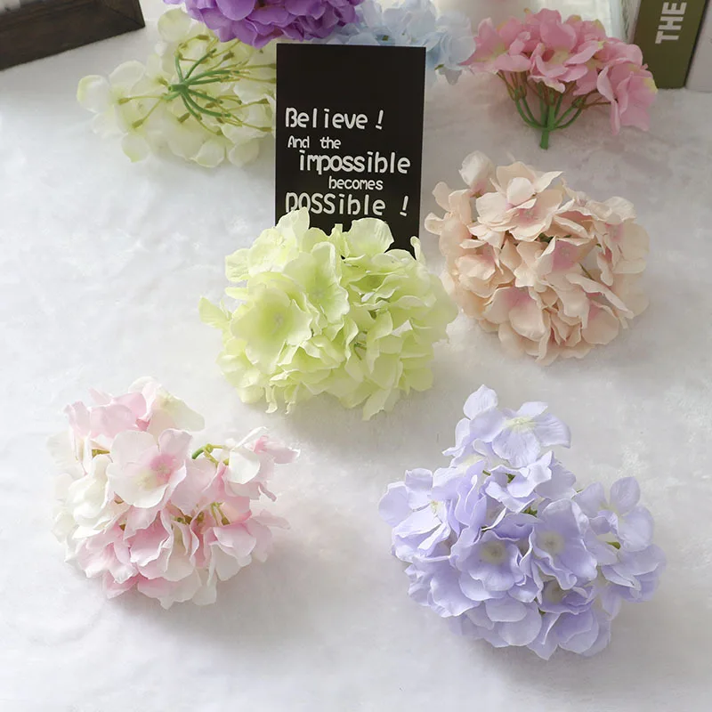

5pcs/10pcs Colorful Decorative Flower Head Artificial Silk Hydrangea DIY Home Party Wedding Arch Background Wall Decorative