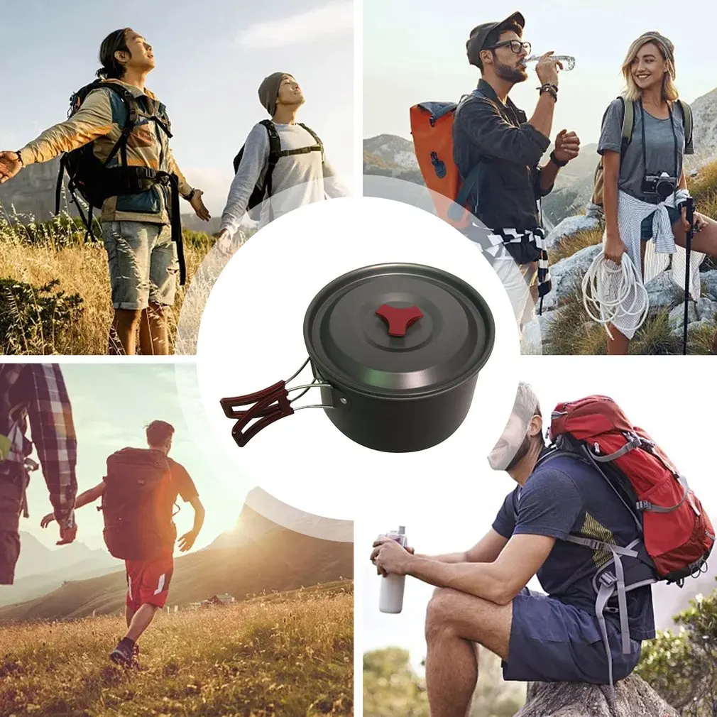 Походный кастрюля из алюминиевого сплава посуда для кемпинга пикника