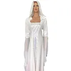 Средневековое свадебное платье на Хэллоуин, костюм языческой ведьмы, Женский Готический наряд с капюшоном, наряд, платье ручной работы для взрослых