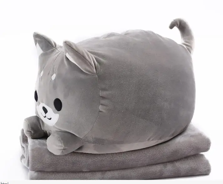 Only pillow Милая плюшевая игрушка в форме собаки Шиба ину, мягкая подушка 2 в 1, подушка с одеялом, подарок на день рождения, детская игрушка - Цвет: Only pillow
