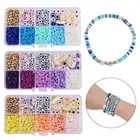 1350 шт.кор. 4 мм плоские круглые бусины из полимерной глины набор для рукоделия, бусины для рукоделия Набор для создания украшений 