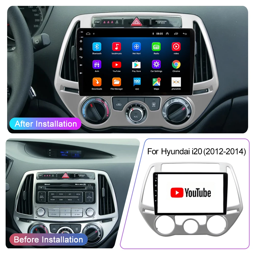 Автомагнитола LEHX Android 10 2 Din Dsp Авторадио мультимедийный видеоплеер для Hyundai I20 2010 -