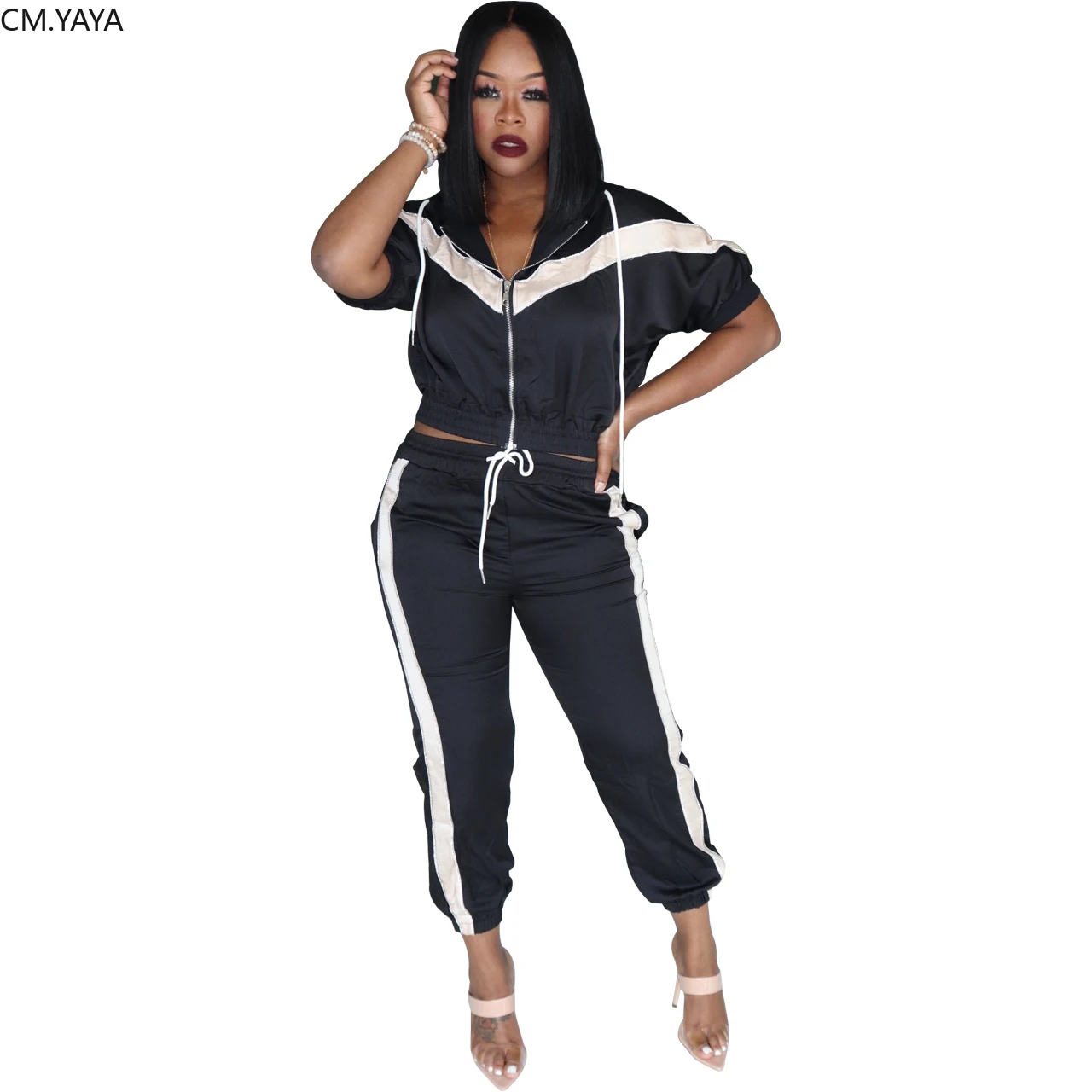 Женский комплект из двух предметов топ с капюшоном и длинными рукавами длинные