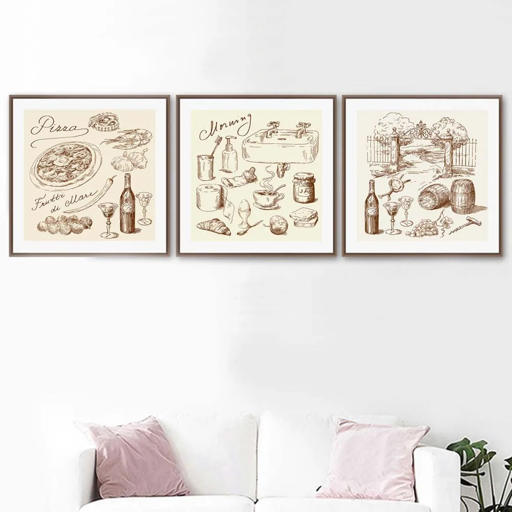 Винтажный настенный плакат с изображением пиццы в Нью Йоркском городском