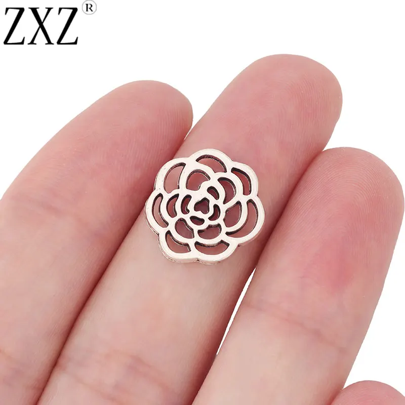 ZXZ 30 шт тибетские серебряные бусины Filligree розовые Цветочные Подвески для