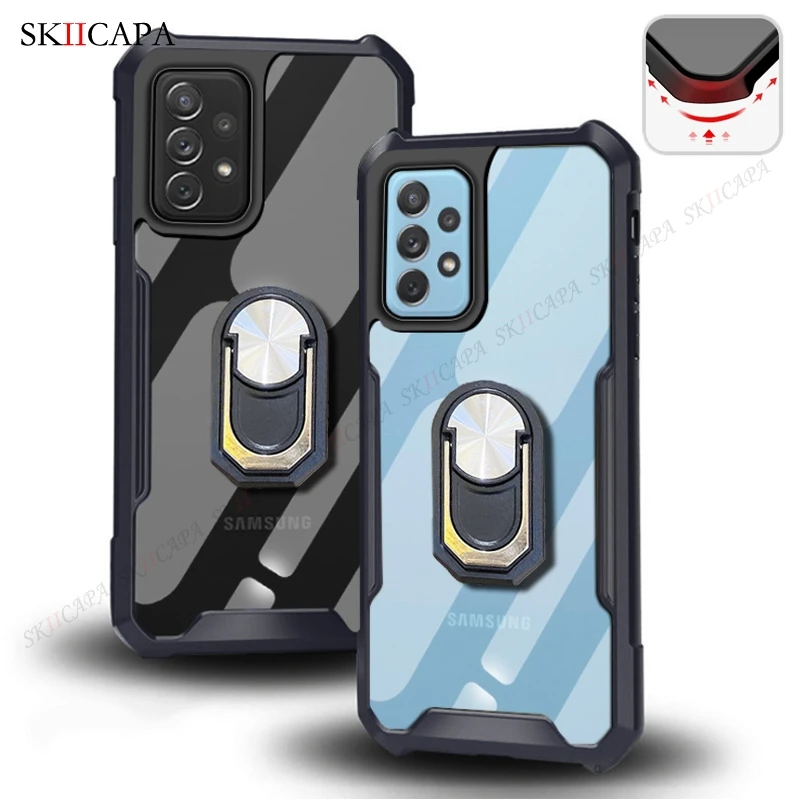 magnetic ring stand phone case for oneplus 9 8 pro 8t 9r nord 6t 7t pro clear transparent acrylic shockproof phone cover fundas free global shipping