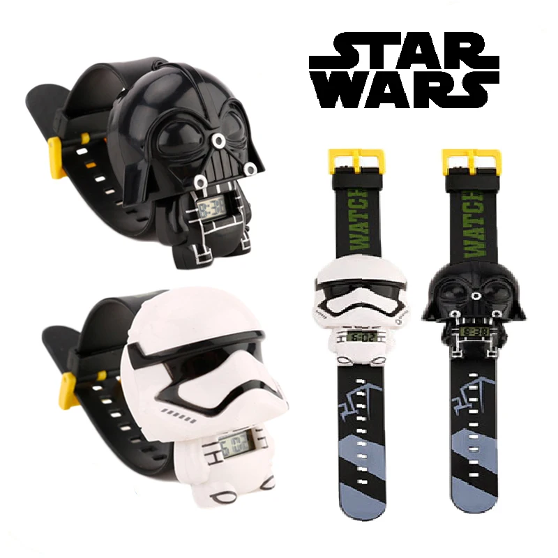 

Disney star wars children's watches stormtrooper Darth Vader action figure Toys for kids collection dolls watch birthday gifts