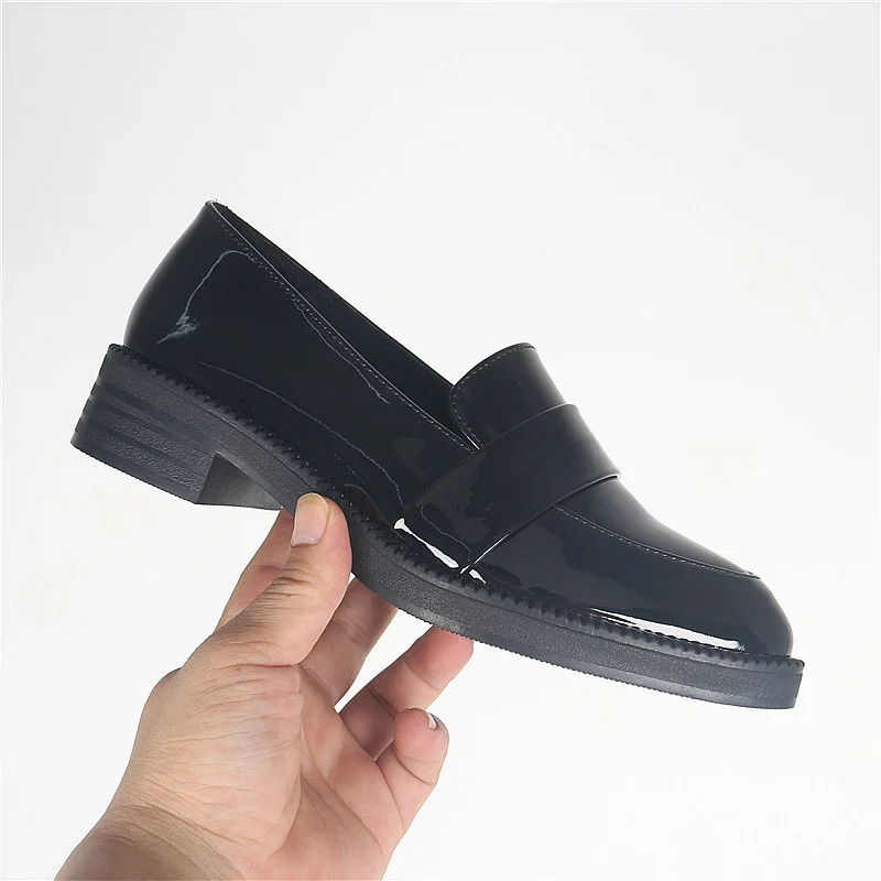 Lovers Patent Star Leather Career Shoes Women Retro Sewing Slip on Zapatos De Mujer Trendy Carving Flats Pointed Toe Pu Leather