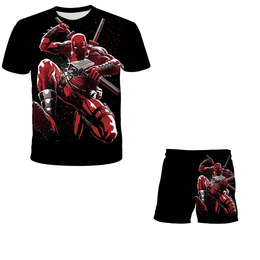 

Deadpool Superhero Kids T-shirt + Shorts Clothing Set 3D Printing Cool Street Boy T-shirt Set 4T-14T