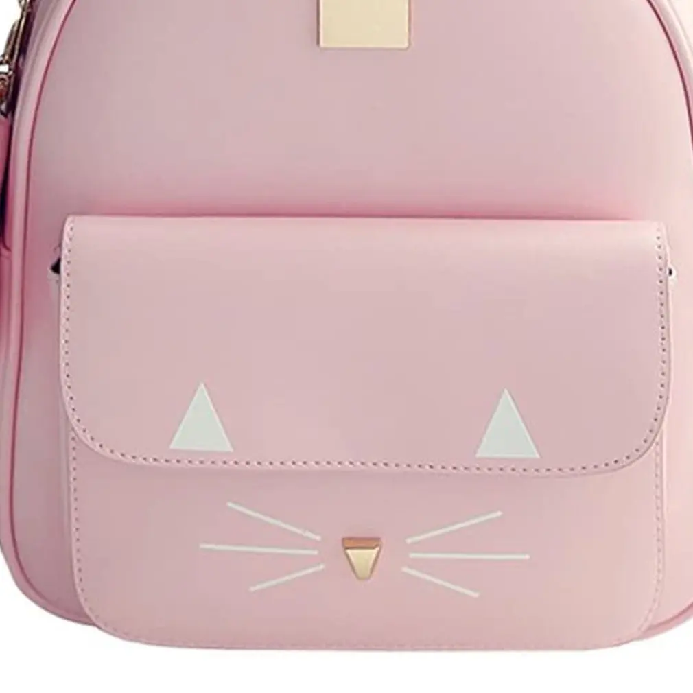 

Cute cartoon college style schoolbag simple Fashion Leisure Backpack Cute Cat Mini PU Shoulder Bag for Women or Girls