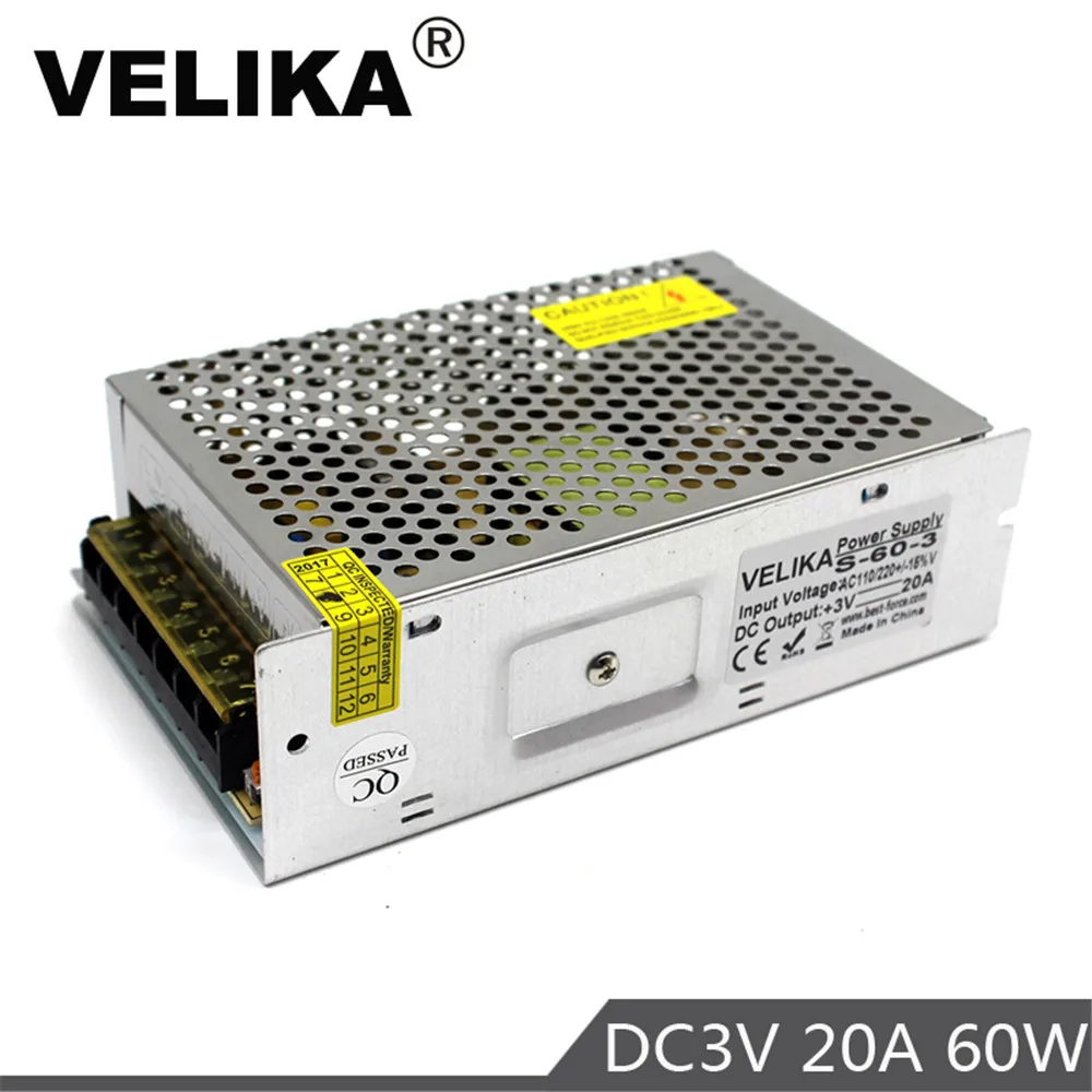 Импульсный источник питания DC3V 20A 60W одиночный выход Smps трансформатор 110V 220V AC DC 3V