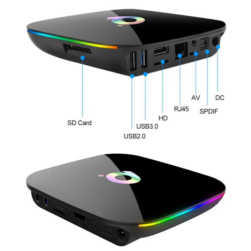 Q Plus 4 Гб + 32 ГБ Смарт ТВ приставка Android 9 0 H6 четырехъядерный 6K USB3.0 WiFi 3D HD медиа Новый |