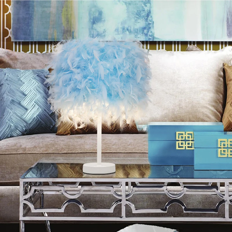 Перо Настольная лампа светодиодный ночной Светильник для Спальня гостиная дома