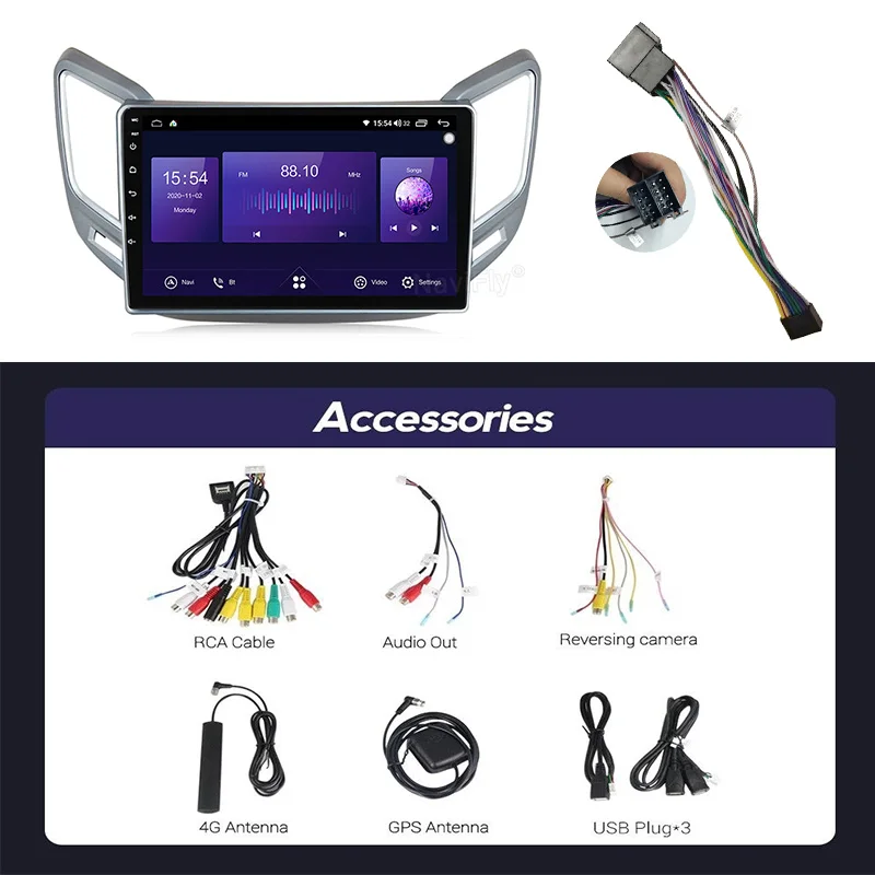 

NaviFly 6GB+128GB 8 Core Carplay QLED 1280*720 Android 10.0 Radio GPS Car Muletimedia Player For Changan CS15 2016 2017 2019