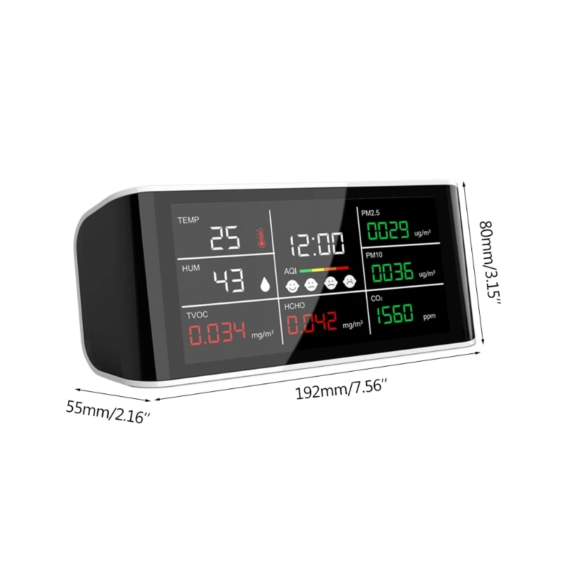 

DM69 CO2 Meter Carbon Dioxide PM2.5 PM10 HCHO TOVC Temperature Humidity Infrared NDIR Detector Air Quality Analyzer