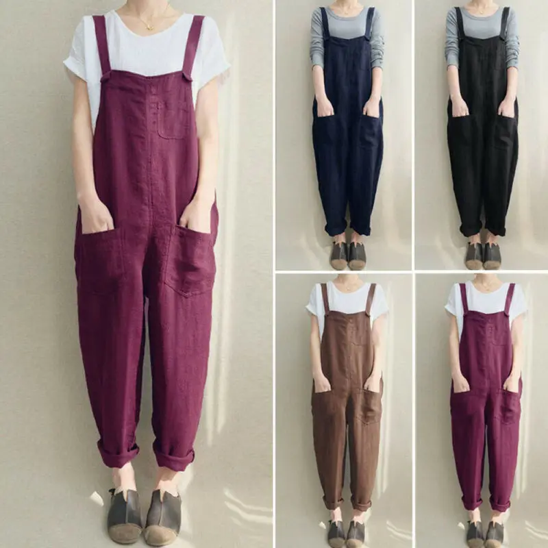 Модные женские брюки комбинезон большого размера Свободные Комбинезоны из