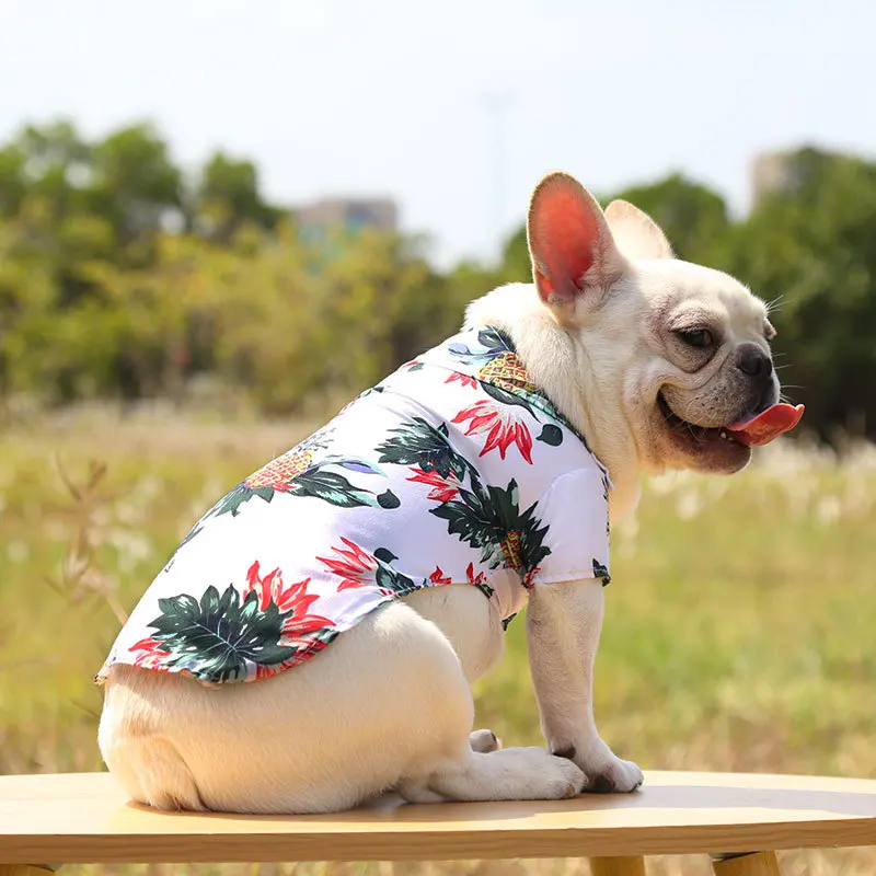 

Pet Hawaiian Shirt Dog Shirts Clothes Summer Beach Camp Shirt Vest Pet Clothing Floral T-Shirt Soft Pineapple Printed Shirt