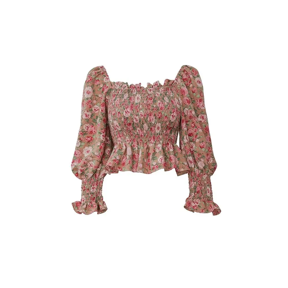 

|Temperament, idyllic, holiday style, age reducing, fresh floral French top, women's new summer 2021