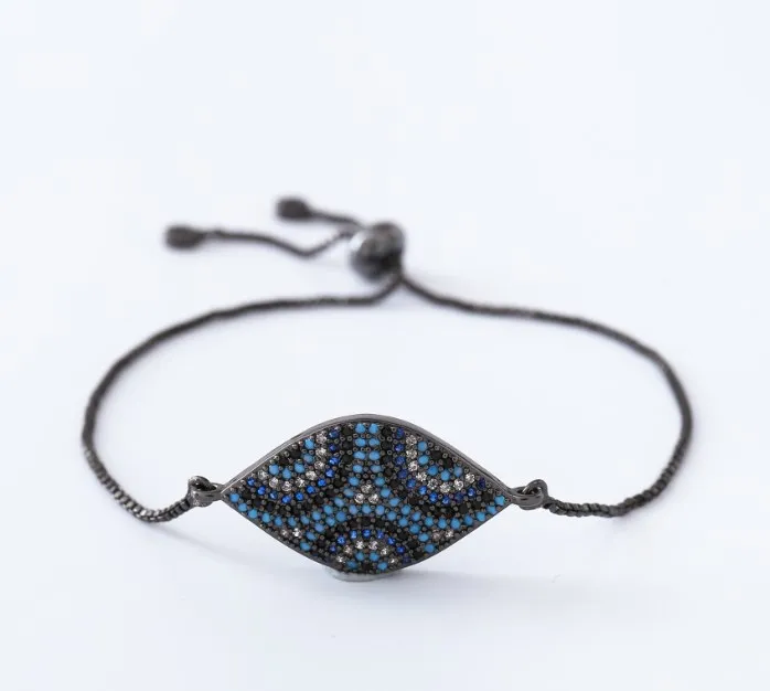 

Золотая Серебряная цепочка микро проложить cz веревка кубического циркония регулируемый макраме браслет браслеты глаз hk4 подвески для женщин