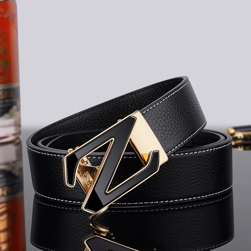 

International brand belt men's leather automatic buckle fashion colorful belt casual all-match first layer cowhide trouser belt