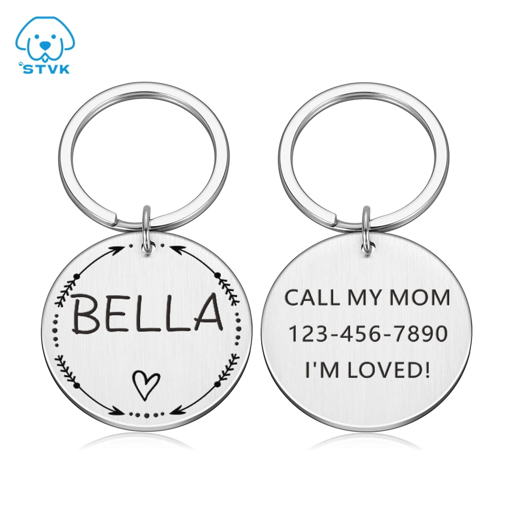 

Pet Dog Tag Puppy Cat Kitten Dogs Round Collar Accessories Dog Name Message Tag Customized Stainless Steel ID Tag Personalized