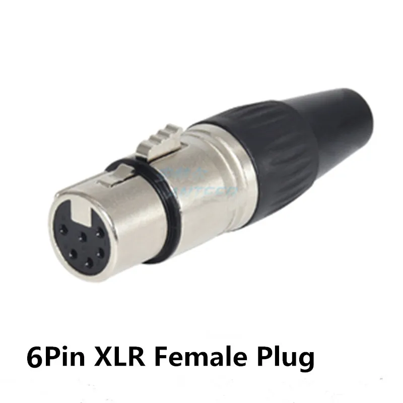 10pcs/lot 6 core Cannon connector plug female weld 6PIN light data cable control DMX signal silver | Электроника