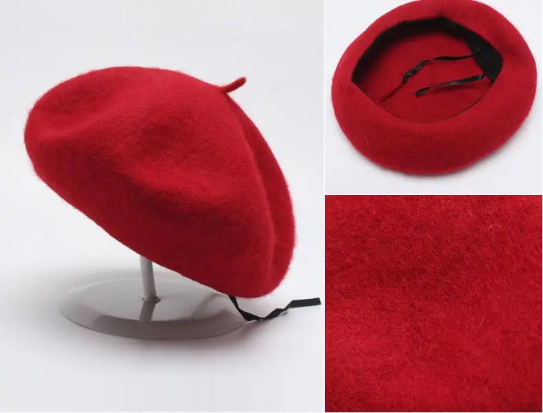

New Women Solid Color Beret Woolen Winter Hat For Girl Bonnet Caps Warm Walking Cap Hot Sell All Matched Hats