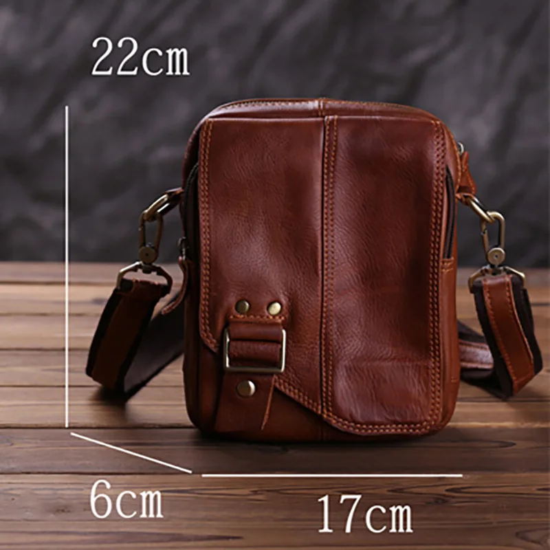 

AETOO Men's mini leather bag, leather one-shoulder bag, handmade retro slant bag