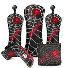Черные чехлы из искусственной кожи с вышивкой в виде паука для клюшек и клюшек для клюшек