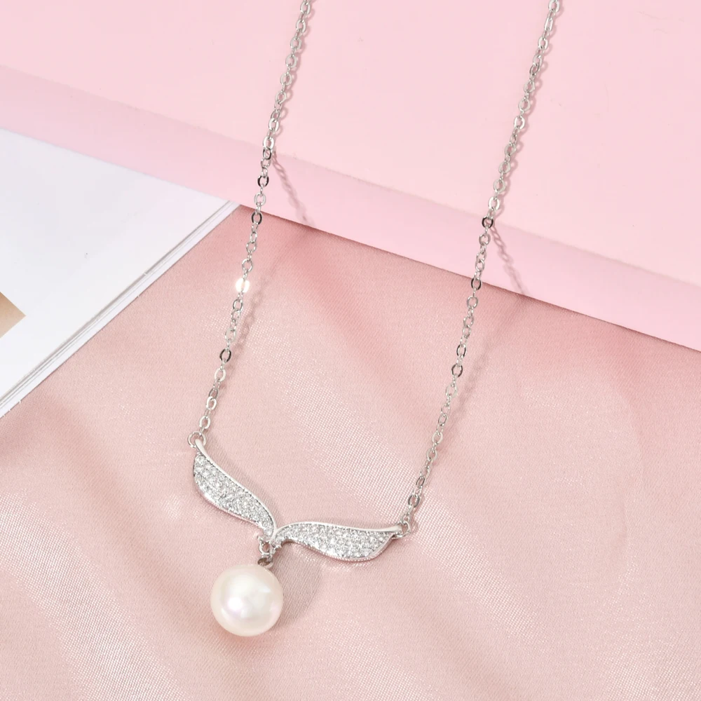Korean fashion temperament angel wings pearl zircon pendant women/girl innocent romantic jewelry gift D-040 | Украшения и
