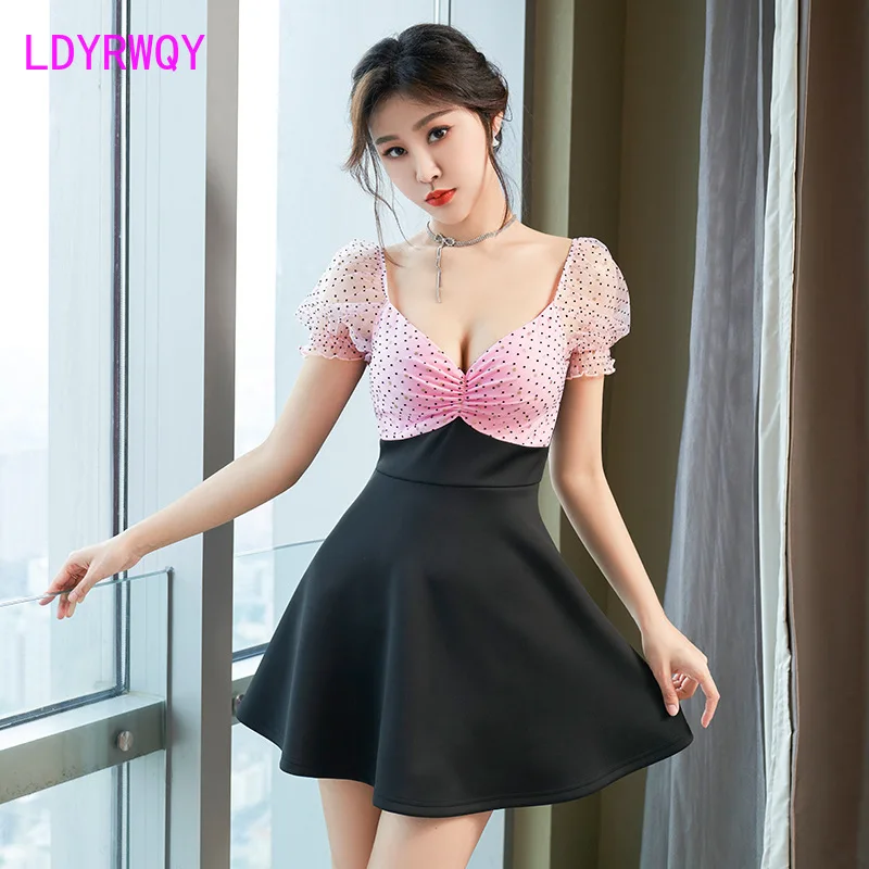 

LDYRWQY Women's sexy dress new fashion low-cut nightclub bag hip Sheath Knee-Length Office Lady