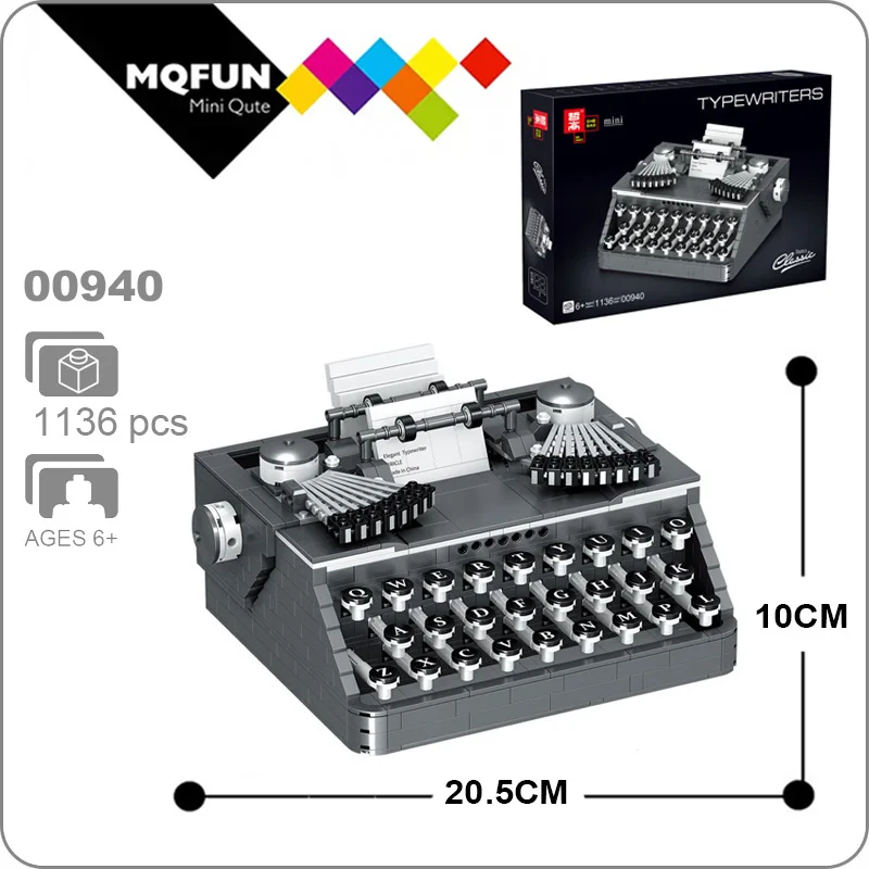 

ZHEGAO 00940 Retro Style Typewriter Mini Particle Assembled Modular Building Blocks Bricks Children's Educational Toy Gift