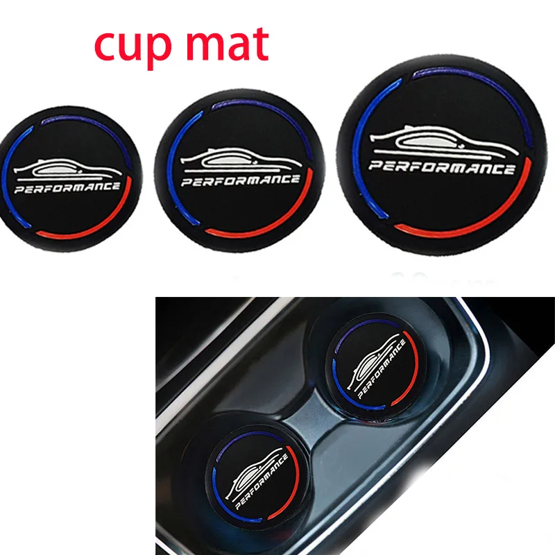 

2PCS PERFORMANCE Car Coasters Cup Holder Mats for BMW G30 F10 F20 F30 E90 E60 E84 F34 F48 F07 F15 F16 E70 E71 F25 F26 G01 G02 G