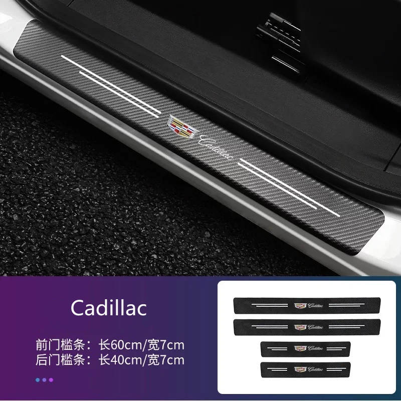 

For Cadillac Accessories 4Pcs Car Styling Threshold Door Sill Pedal Protector Carbon Fiber Stickers
