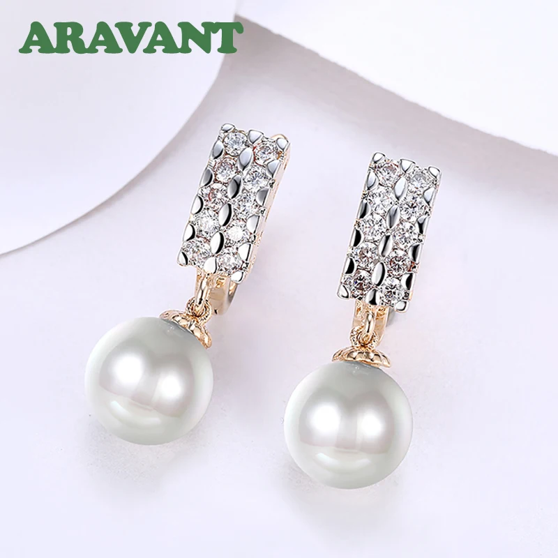 

925 Silver 18K Gold Pearl Long Dangle Earring For Women Wedding Jewelry Gift
