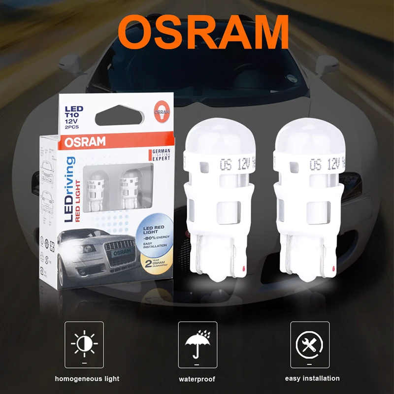 OSRAM Led W5W T10 Car Lampada Light LED Driving Wedge Bulb License Plate Lights 12V 194 168 w5w Interior 1 Pair | Автомобили и