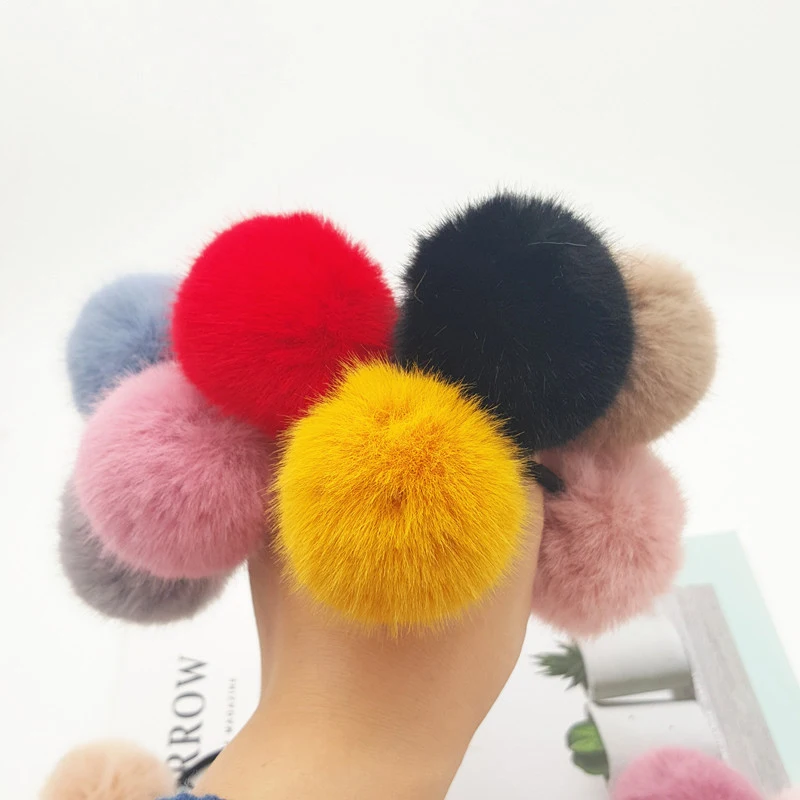 

Cute Lovely Imitation Rabbit Fur Plush Elastic Hair Rope Ponytail Holder Girls Pompom Hairband Hair Rings Hair Ties Accessories