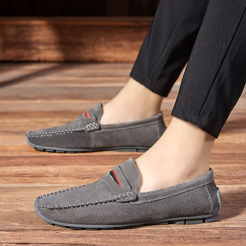 

ALCUBIEREE Brand 2019 Men Penny Loafers Shoes Fashion Slip-on Moccasins Casual Men Shoes Suede Leather Men's Flats Driving Shoes