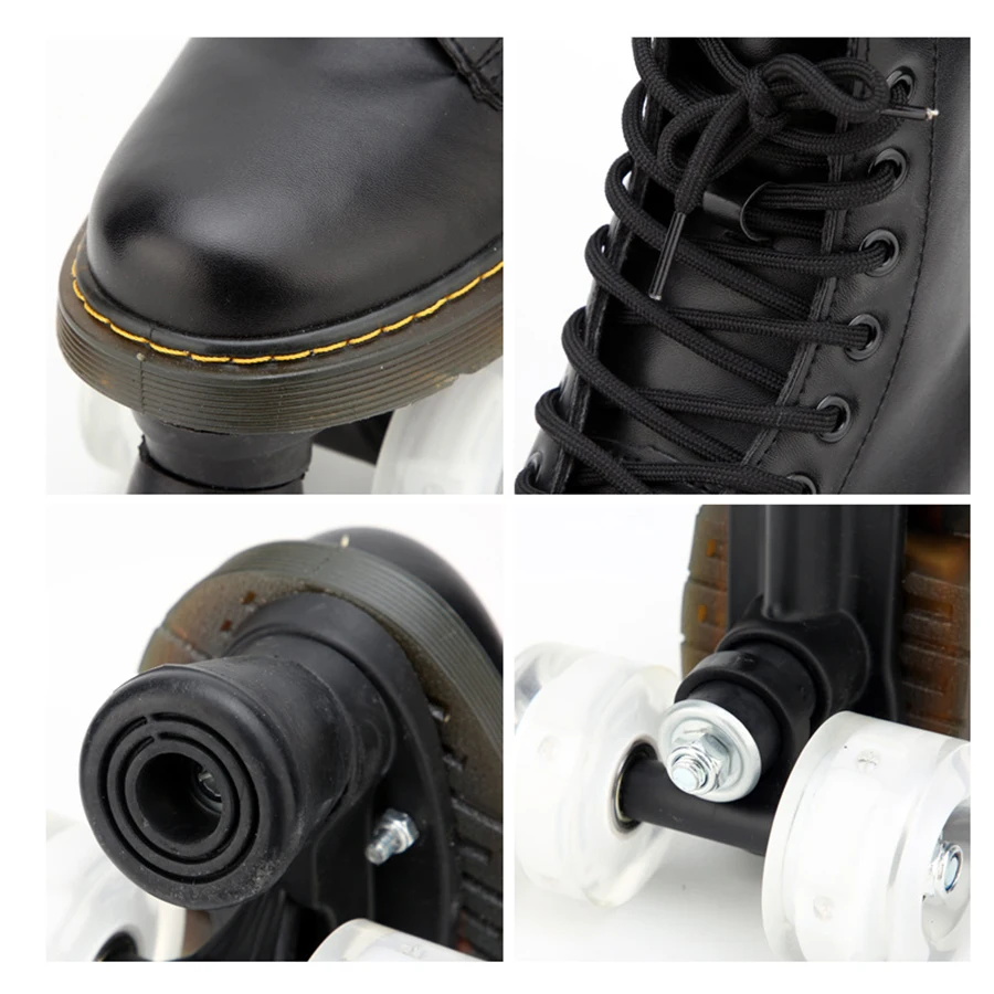 

2021 Women Girls Brand New High Quality Quad Roller Skates Shoes Blades Double Line 4 Wheels Beginner Adult Outdoor PU Leathert
