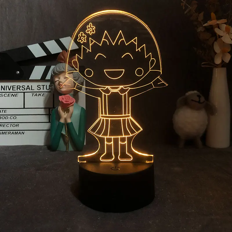

Chibi Maruko Chan Japanese Anime Manga Decorative 3D Night Light Alarm Clock Base Colorful Decoration Indoor Nightlight Indoor
