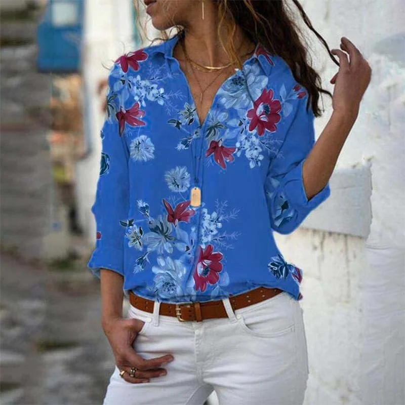 

Long Sleeve Women Blouses 2021 Plus Size Turn-down Collar Blouse Shirt Casual Tops Elegant Work Wear Chiffon Shirts 5XL
